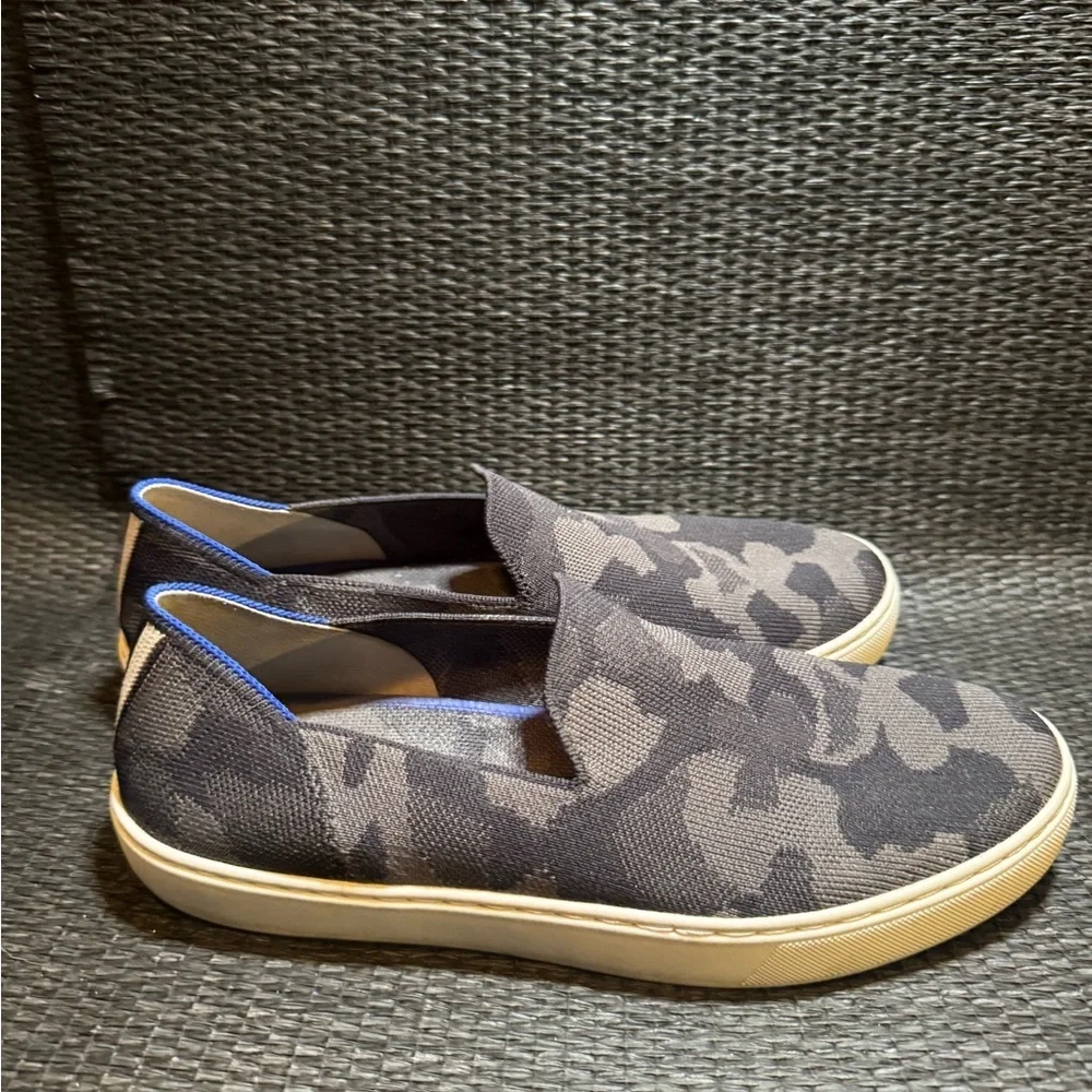 Rothy's Black and Gray Camouflage Slip-On Loafers
